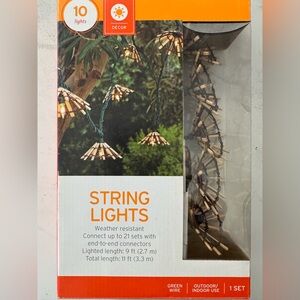 Outdoor indoor wooden flower String Lights with Brown and Cream Accents